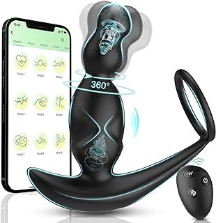 Prostate Massager Sex Toys for Men - 5IN1 360° Rotating Anal Adult Toys with 4 Anal Plug Beads, 9 Vibrating Butt Plug, G-s...