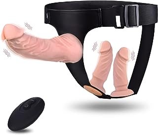 Harness Strap-On Vibration Realistic Dildos - Adjustable Strapless Strap-On Dildos with 10 Modes & 3 Dildos Silicone Anal ...